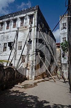 Old ruined house in Stone Town Tanzania, Zanzibar - February 2019