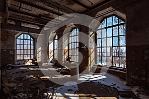 Old ruined industrial building for reconstruction as loft photo