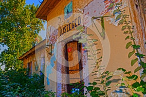 Old and ruined railway station in Szeged on a sunny day