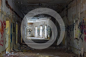 The old and ruined room of a building, lost places