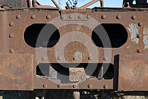 old ruined steam locomotive detail