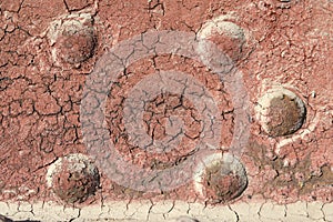 old ruined steam locomotive side surface close up detail