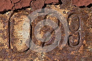 old ruined steam locomotive side surface close up detail