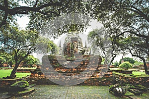 Old ruined Wat Phra Si Sanphet in Ayutthaya