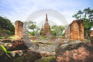 Old ruined Wat Phra Si Sanphet in Ayutthaya