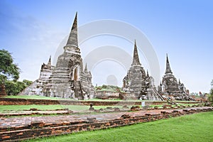 Old ruined Wat Phra Si Sanphet in Ayutthaya