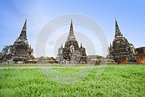 Old ruined Wat Phra Si Sanphet in Ayutthaya