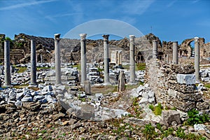 Old ruins of the city of Side Turkey