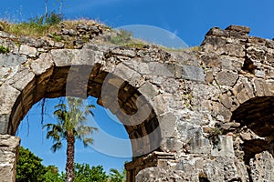 Old ruins of the city of Side Turkey