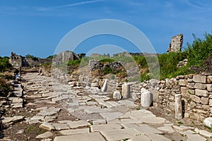 Old ruins of the city of Side Turkey