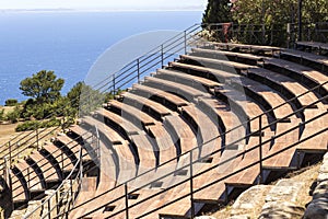 Old Ruins of The Greek Theatre in The Archaeological Park of Tindari, in Messina Province, Italy.