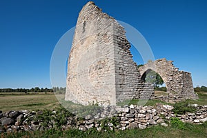 Old ruins of a medieval chapel in sweden