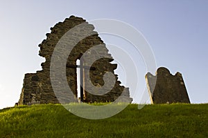 The old ruins of the original St Aidan`s Church at Bellerina in County Londonderry in Northern Ireland