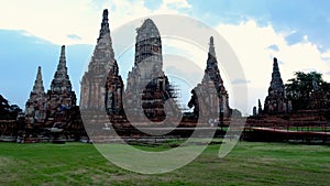 Old ruins and Pagodas at Wat Chaiwatthanaram Temple of Ayutthaya Province Thailand