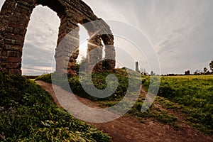 Old ruins in Park of the Aqueducts. Rome, Italy.