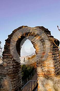 Old ruins in the park Carmen de los Martires, Granada Spain