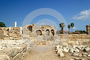 Old ruins in side, ancient city-background of archeology.