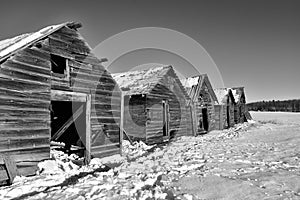 Old Run Down Granaries in Winter