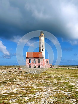 Old rundown lighthouse at Small Curacao, Caribbean