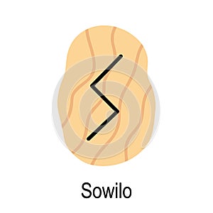 Old rune Sowilo, ancient Scandinavian alphabet vector illustration