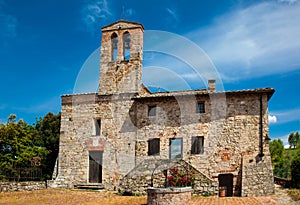 Old rural church in the small town in Tuscany