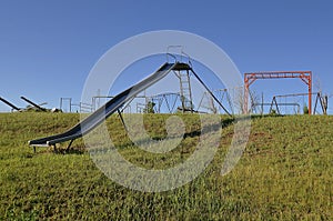 Old rural schoolyard playground equipment