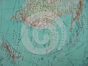 Old rusian map atlas book. Map of Australia. photo