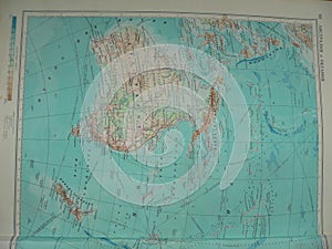 Old rusian map atlas book. Map of Australia. photo