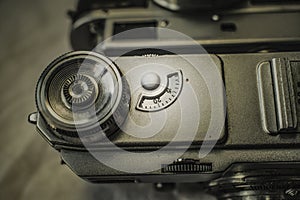 Old Russian analog film cameras with manual controls