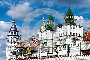 Old Russian architecture of Izmaylovsky Kremlin in Moscow