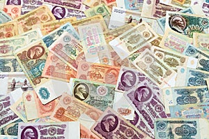 Old Russian banknotes photo