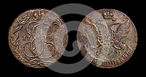 Old Russian coin of Catherine II the Great, 5 kopeks, 1794