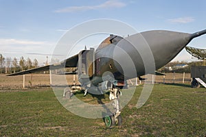 Old russian Mig-23 fighter jet in a military museum