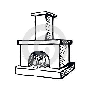 Old Russian stove. Vector drawing