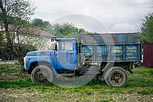 Old Russian truck in the village