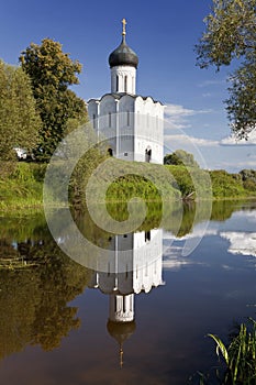 Old russian white-stone church of the Intercession on the Nerl. Vladimir region,