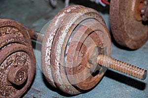 old rust barbell