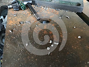 Old rusted car brake discs