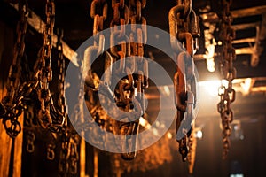 Old, rusted chains hanging