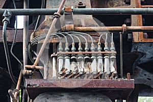 Old rusted fuse. rusty metal machinery detai