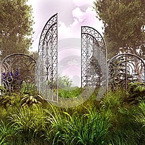 Old rusted garden gateway