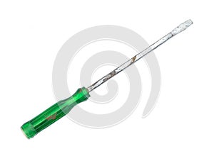 Old rusted green screwdriver