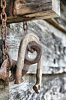 Old Rusted Horseshoe and Log Splitter