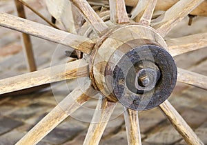 An Old Rusted Hub on a Wagon Wheel