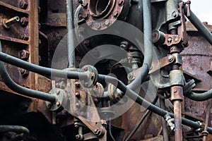 Old rusted machine. rusty metal machinery detail. aged mechanic