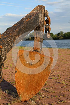 Old rusted ship anchor