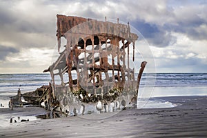 Old Rusted Shipwreck on the Oregon Coast