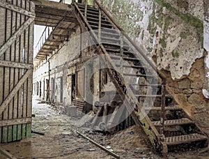 Old rusted staircase at the Eastern State Penitentiary in Philadelphia, Pennsylvania