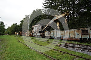 Old rusted train crane abandoned