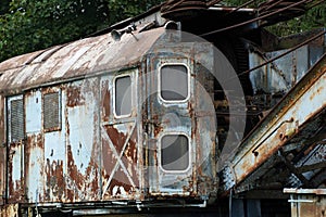 Old rusted train crane abandoned